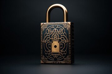 Poster - a minimalist, stylized lock with ornamental elements symbolizes the importance of security and trust