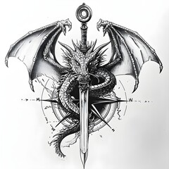 sword for black dragon tattoo