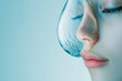 skin care moisturizing concept female face inside water drop 