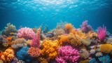 Fototapeta Do akwarium - Amazing and beautiful coral reef with many colorful fish swimming around