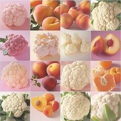 Pink cauliflower and peaches