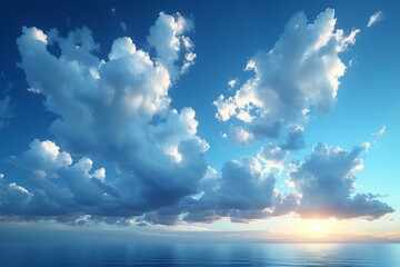 Wall Mural - Blue sky and white clouds over the sea