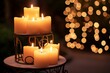 A beautiful display of candles in a dark room