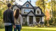 Realtor shows classic American house to young couple buyers