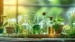 Natural drug research, Natural organic and scientific extraction in glassware, Alternative green herb medicine,