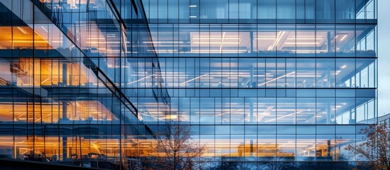 Poster - Captivating Facade of Office Building Showcasing Spectacular Glass Panels