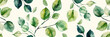 Watercolor seamless pattern, Elegant vintage green leaves background.