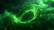 Swirling Green Vortex Of Abstract Energy, Creating A Hypnotic And Luminous Effect.