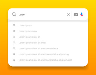 Aufkleber - Search Bar with suggestions for UI UX design and web site. Search Address and navigation bar icon. Collection of search form templates for websites. Search engine web browser window template.