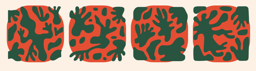 Poster - Abstract organic shapes that resemble leaves and flowers. Vector set of shapes inspired by Fauvism style.