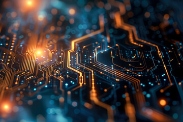 Poster - futuristic and high-tech background with circuit board motifs