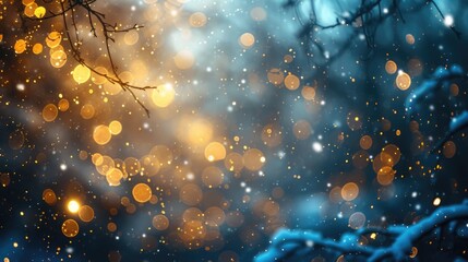 Poster - A blurry image capturing the essence of a snowy night. Perfect for creating a mysterious and dreamy atmosphere.