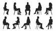 © Fotograf - A group of silhouettes of people sitting in chairs. Perfect for illustrating teamwork, conferences, meetings, or events.