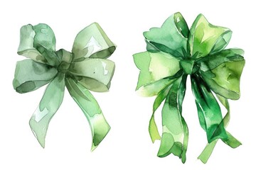 Poster - A couple of green bows stacked on top of each other. Perfect for adding a festive touch to gifts or decorations
