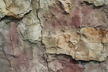 Poster - A close up view of a stone wall with colorful paint markings. This image can be used to depict urban art, graffiti, or textured backgrounds