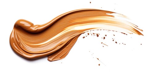 Poster - A close-up photograph of a chocolate substance on a white surface. This image can be used for various purposes