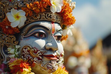 Poster - A detailed close up of a statue of a person. Perfect for historical and art-related projects