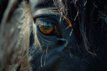 Canvas Print - Close-up view of a brown horse's eye. Perfect for nature, animals, and equine-related projects