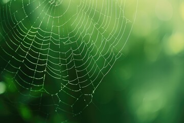 Poster - A spider web with water droplets, perfect for illustrating the beauty of nature.
