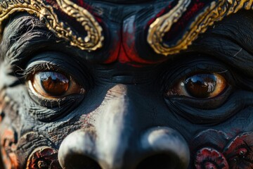 Poster - A close up of a person's face with a painted design. Can be used for artistic projects or as a unique profile picture