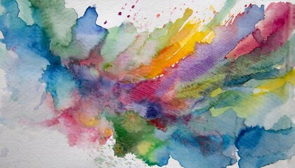 Wall Mural - Abstract watercolor painted background. Colorful watercolor stains on paper.