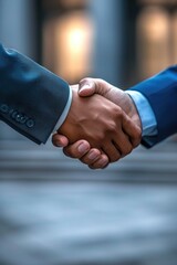 Aufkleber - Two people shaking hands in a close-up shot. Suitable for business, partnership, and collaboration concepts