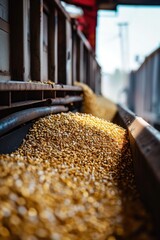 Poster - A conveyor belt filled with gold coins. Perfect for financial, wealth, or success-related concepts