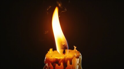 Poster - A lit candle with smoke emanating from it. Perfect for creating a cozy and atmospheric ambiance.