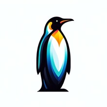 Sleek Geometric Penguin - An Abstract, Cool Design With Artistic Antarctic Elegance And Avian Style