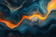 Abstract Orange and Blue Marbled Artwork
