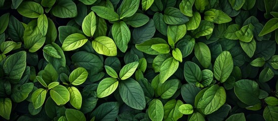 Wall Mural - background of lush green leaves brings a vibrant summertime heat