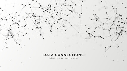 Poster - Abstract mesh vector background. Futuristic technology style card. Lines, point, planes in 3d space.