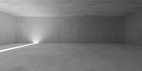 Abstract empty, modern concrete room with vertical light stripe in the floor and rough floor - industrial interior background template