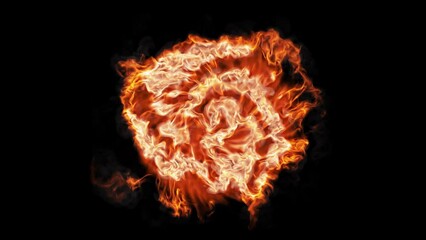 Wall Mural - fire isolated on black background, 4k seamless loop