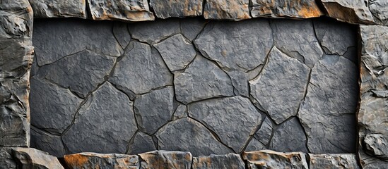 Sticker - Full Frame Background: Stone-Cut Surface with Textured Stone-Cut Frame on a Full Stone-Cut Background