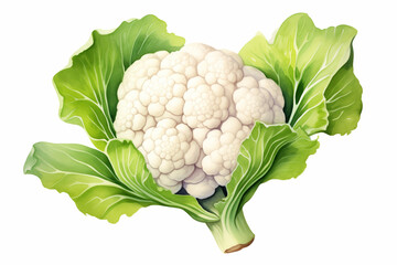 watercolor cauliflower isolated on white