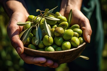 Wall Mural - olives in hands