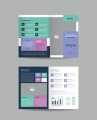 Sticker - Corporate business bi-fold brochure design, folded brochure design, brochure design