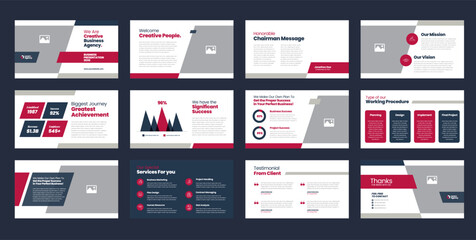 Wall Mural - Business Presentation Brochure Guide Design or Pitch Deck Slide Template or Sales Guide Slider