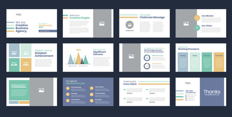 Wall Mural - Business Presentation Brochure Guide Design or Pitch Deck Slide Template or Sales Guide Slider