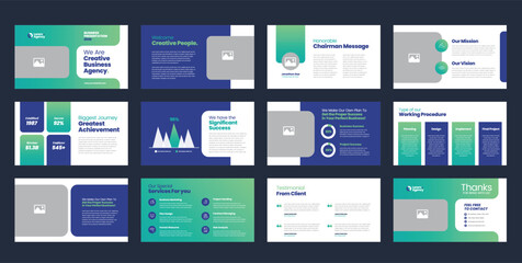 Wall Mural - Business Presentation Brochure Guide Design or Pitch Deck Slide Template or Sales Guide Slider