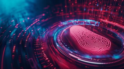 Poster - Futuristic Digital Fingerprint Identification Technology. Generative ai