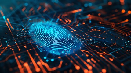 Poster - Futuristic Digital Fingerprint Identification Technology. Generative ai