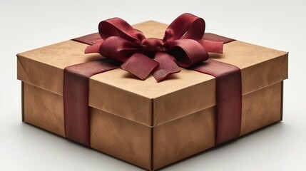 Poster - Generative AI : Gift box with red bow isolated on white background