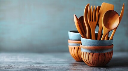 Generative AI : Kitchen tool sets in holders on white background