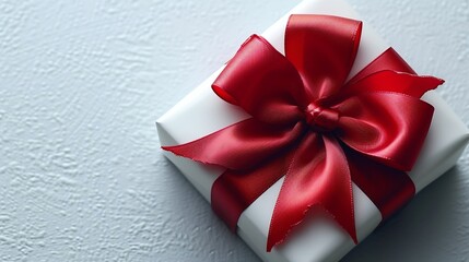 Poster - Generative AI : Gift box with red bow isolated on white background