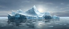 Flows Of Water Spreading Through Cracks And Fissures On The Surface Of Icebergs, A Beautiful Landscape Reflecting The Effects Of Global Warming. Social Issues. Mountain Of Ice. Ice Melts. Serious.