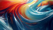 Abstract background of swirling liquid acrylic resin in blue and orange colors