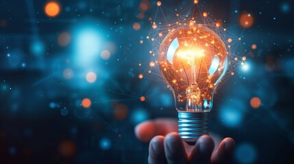 Futuristic Strategy business planning ideas : Glowing Light Bulb