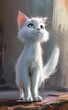 white kitty cat kitten blue eyes standing ledge digital movies yellow color feathers friendly wisp kind expression highly